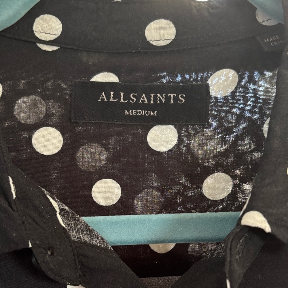 All Saints Black and White Polka Dot Shirt - Picture 2 of 4